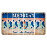 Michigan Great Lakes Splendor Cut License Plate Strips (Set of 8) Basketball Player