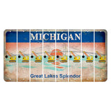 Michigan Great Lakes Splendor Cut License Plate Strips (Set of 8) Wrecking Ball Crane