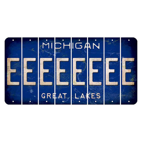 Michigan Blue Great Lakes Cut License Plate Strips (Set of 8) E