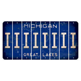 Michigan Blue Great Lakes Cut License Plate Strips (Set of 8) I