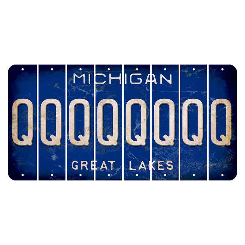 Michigan Blue Great Lakes Cut License Plate Strips (Set of 8) Q