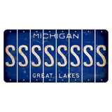 Michigan Blue Great Lakes Cut License Plate Strips (Set of 8) S