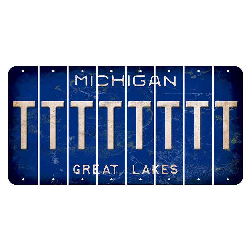 Michigan Blue Great Lakes Cut License Plate Strips (Set of 8) T