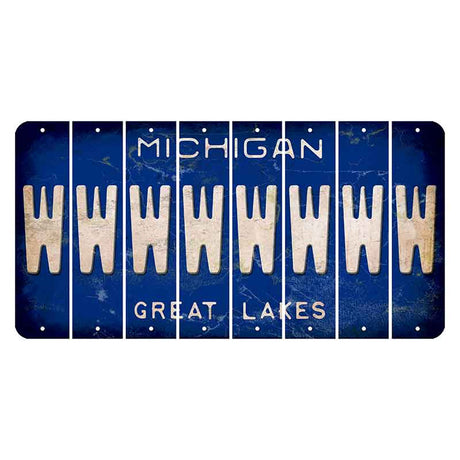 Michigan Blue Great Lakes Cut License Plate Strips (Set of 8) W