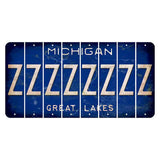 Michigan Blue Great Lakes Cut License Plate Strips (Set of 8) Z