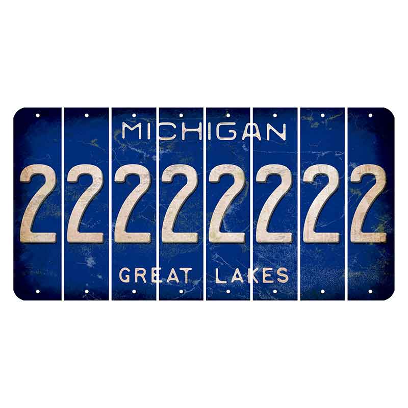 Michigan Blue Great Lakes Cut License Plate Strips (Set of 8) 2