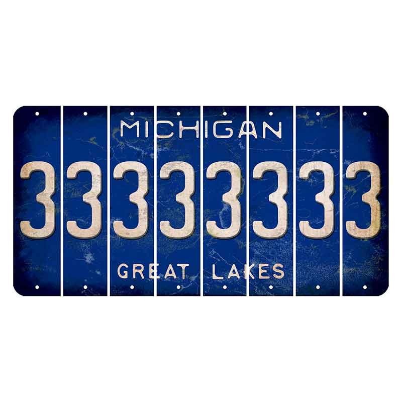 Michigan Blue Great Lakes Cut License Plate Strips (Set of 8) 3