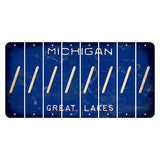 Michigan Blue Great Lakes Cut License Plate Strips (Set of 8) Forward Slash