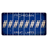 Michigan Blue Great Lakes Cut License Plate Strips (Set of 8) Hashtag