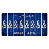 Michigan Blue Great Lakes Cut License Plate Strips (Set of 8) And Sign