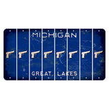 Michigan Blue Great Lakes Cut License Plate Strips (Set of 8) Handgun