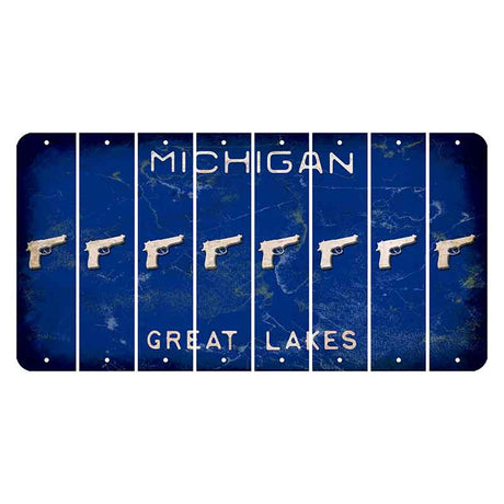 Michigan Blue Great Lakes Cut License Plate Strips (Set of 8) Handgun