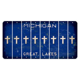 Michigan Blue Great Lakes Cut License Plate Strips (Set of 8) Cross