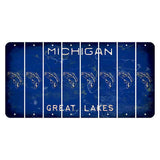 Michigan Blue Great Lakes Cut License Plate Strips (Set of 8) Fish