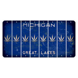 Michigan Blue Great Lakes Cut License Plate Strips (Set of 8) Pot Leaf