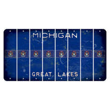 Michigan Blue Great Lakes Cut License Plate Strips (Set of 8) State Flag