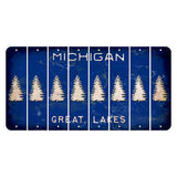 Michigan Blue Great Lakes Cut License Plate Strips (Set of 8) Pine Tree
