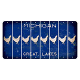 Michigan Blue Great Lakes Cut License Plate Strips (Set of 8) Chicken
