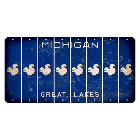 Michigan Blue Great Lakes Cut License Plate Strips (Set of 8) Squirrel