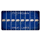 Michigan Blue Great Lakes Cut License Plate Strips (Set of 8) Bear