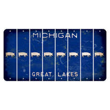 Michigan Blue Great Lakes Cut License Plate Strips (Set of 8) Pig