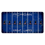 Michigan Blue Great Lakes Cut License Plate Strips (Set of 8) Witches Hat