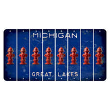 Michigan Blue Great Lakes Cut License Plate Strips (Set of 8) Fire Hydrant