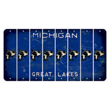 Michigan Blue Great Lakes Cut License Plate Strips (Set of 8) Whale