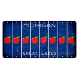 Michigan Blue Great Lakes Cut License Plate Strips (Set of 8) Apple