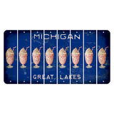 Michigan Blue Great Lakes Cut License Plate Strips (Set of 8) Milkshake