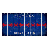 Michigan Blue Great Lakes Cut License Plate Strips (Set of 8) Crab