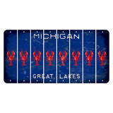 Michigan Blue Great Lakes Cut License Plate Strips (Set of 8) Lobster