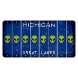 Michigan Blue Great Lakes Cut License Plate Strips (Set of 8) Alien