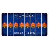 Michigan Blue Great Lakes Cut License Plate Strips (Set of 8) Campfire