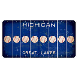 Michigan Blue Great Lakes Cut License Plate Strips (Set of 8) Baseball