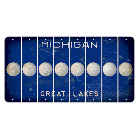 Michigan Blue Great Lakes Cut License Plate Strips (Set of 8) Golfball