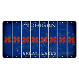 Michigan Blue Great Lakes Cut License Plate Strips (Set of 8) Cheer Bow