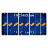 Michigan Blue Great Lakes Cut License Plate Strips (Set of 8) Hotdog