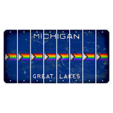 Michigan Blue Great Lakes Cut License Plate Strips (Set of 8) LGBTQ Flag