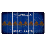 Michigan Blue Great Lakes Cut License Plate Strips (Set of 8) Emoji - Poop