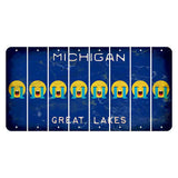 Michigan Blue Great Lakes Cut License Plate Strips (Set of 8) Emoji - Crying