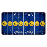 Michigan Blue Great Lakes Cut License Plate Strips (Set of 8) Emoji - Winking