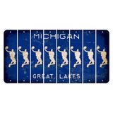 Michigan Blue Great Lakes Cut License Plate Strips (Set of 8) Basketball Player