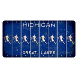 Michigan Blue Great Lakes Cut License Plate Strips (Set of 8) Soccer Player