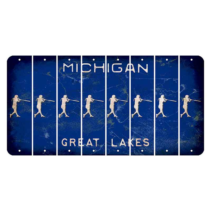 Michigan Blue Great Lakes Cut License Plate Strips (Set of 8) Softball Batter