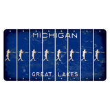 Michigan Blue Great Lakes Cut License Plate Strips (Set of 8) Softball Batter
