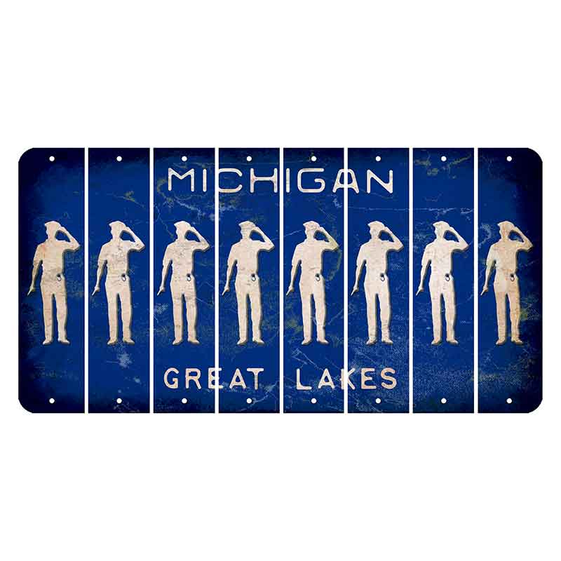 Michigan Blue Great Lakes Cut License Plate Strips (Set of 8) Police Officer