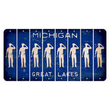 Michigan Blue Great Lakes Cut License Plate Strips (Set of 8) Police Officer