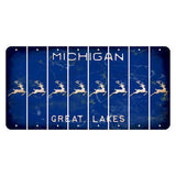 Michigan Blue Great Lakes Cut License Plate Strips (Set of 8) Reindeer
