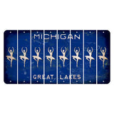 Michigan Blue Great Lakes Cut License Plate Strips (Set of 8) Ballerina Dancer
